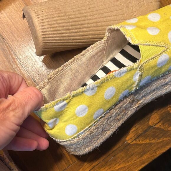 Betsey Johnson Yellow and White Polka Dot Espadrilles - Picture 6 of 11